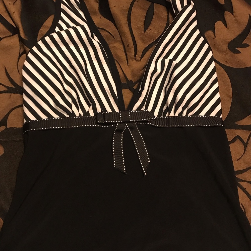 Black and white striped halter